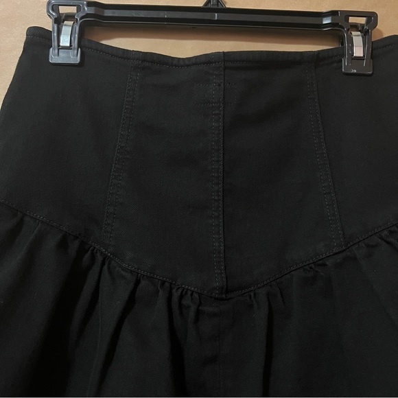 Mother The Pixie Minx Mini Skirt Pitch Black Ruffle Tiered Denim Button Size 27 - Picture 10 of 14